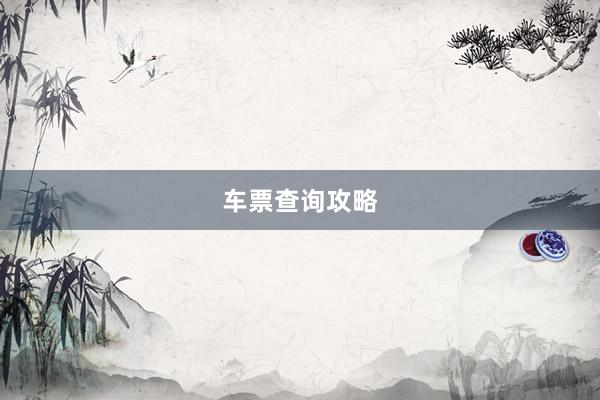 车票查询攻略